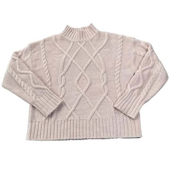 GAP Sweaters - Women's GAP Long Sleeve Blush Pink Cable High Neck Mock Sweater Size L